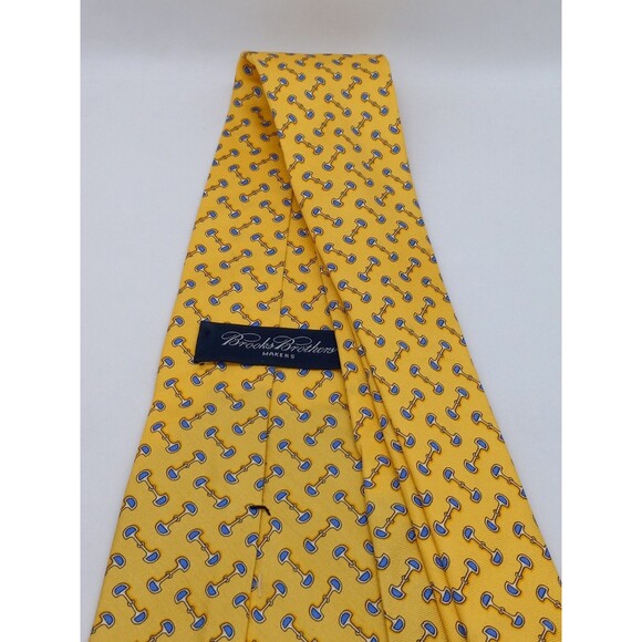 Brooks Brothers Silk Men's Tie. Yellow & Blue Makers Necktie.  EUC  59" x 3 7/8" - Picture 2 of 7